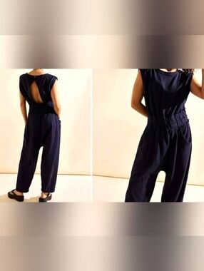 NEW Free People FP Beach Jamie One-Piece Jumpsuit Free-Est Navy Blue Harem NWOT
